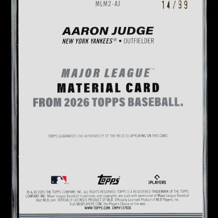 2026 Topps Major League Material Aaron Judge #MLM2-AJ Relic 14/99 Jersey