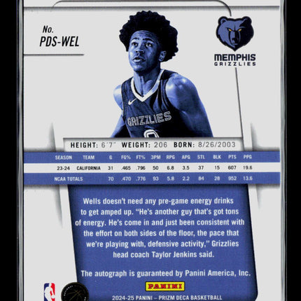 2025 Panini Prizm Deca Jaylen Wells #PDS-WEL RC Auto