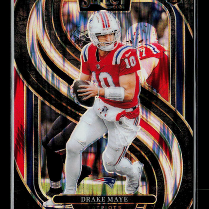 2025 Panini Select Drake Maye #113 Prizm Premier Level RC Black Red Flash