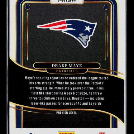 2025 Panini Select Drake Maye #113 Prizm Premier Level RC Black Red Flash