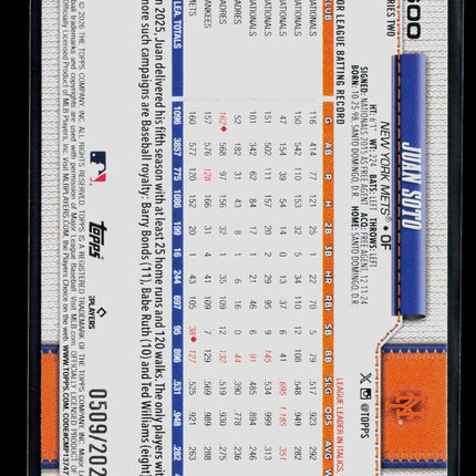 2026 Topps Series Two Juan Soto #600 Gold Border /2026