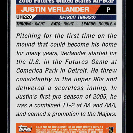 2005 Topps Update Justin Verlander #UH220