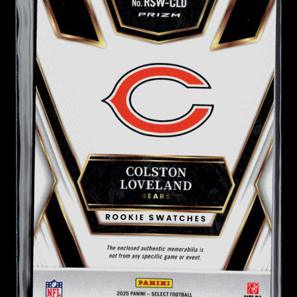 2026 Panini Select Colston Loveland #RSW-CLD Blue Prizm RC Rookie Jersey
