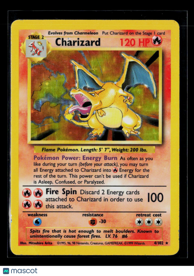 Pokemon 1999 Base Set Charizard #4/102