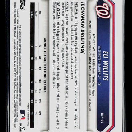 2026 Bowman Chrome Eli Willits #BCP-95 Orange Sapphire 06/25