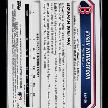 2026 Bowman Chrome Mega Box Kyson Witherspoon #BMA-KW Mojo Refractor Auto