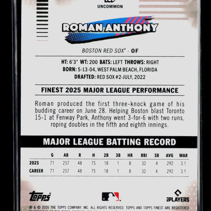 2026 Topps Finest Roman Anthony #105 Orange RC 14/25