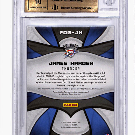 2010 Certified Fabric of the Game James Harden #FOG-JH Jersey /25 BGS 9.5 Auto