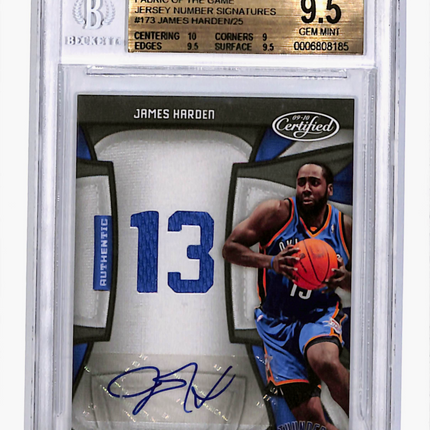 2010 Certified Fabric of the Game James Harden #FOG-JH Jersey /25 BGS 9.5 Auto