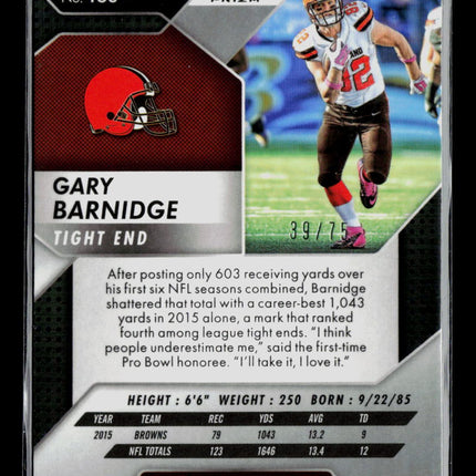 2016 Panini Prizm Football Gary Barnidge #168 Red Ice 39/75