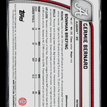 2024 Bowman Chrome Germie Bernard #156 Refractor