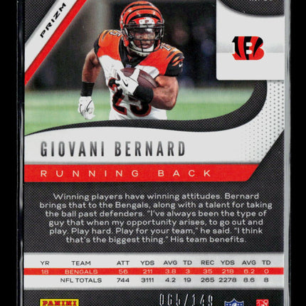 2019 Panini Prizm Giovani Bernard #81 Red 065/149