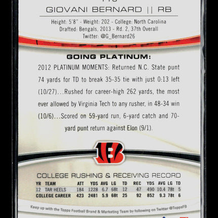 2013 Topps Platinum Giovani Bernard #115 RC