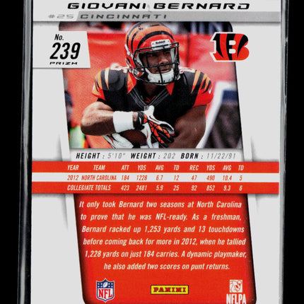2013 Panini Prizm Giovani Bernard #239 RC Silver