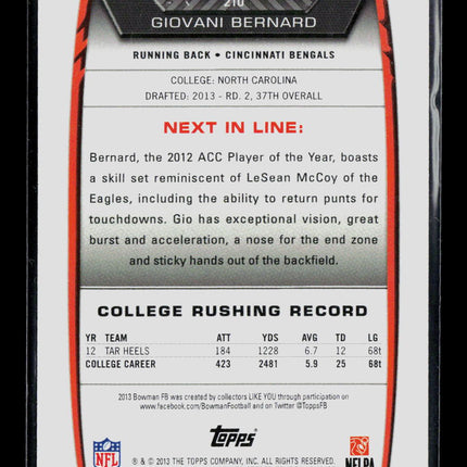 2013 Bowman Giovani Bernard #210 RC