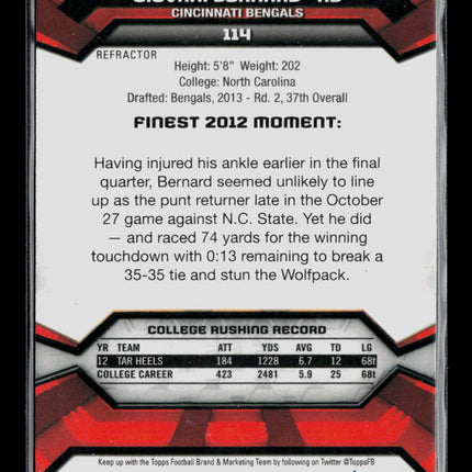 2013 Topps Finest Giovani Bernard #114 Refractor RC