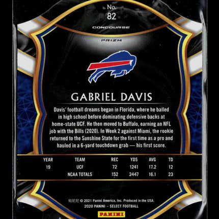 2021 Panini Select Gabriel Davis #82 Purple RC