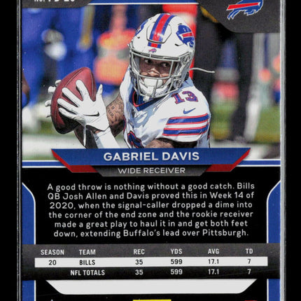 2021 Panini Chronicles Prizm Black Gabriel Davis #PB-23 RC