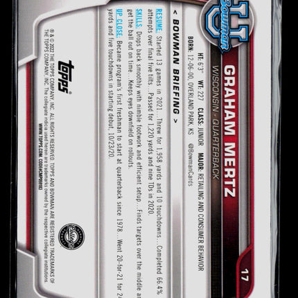 2022 Bowman University Graham Mertz #17