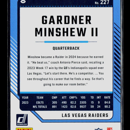 2024 Donruss Gardner Minshew II #227 Green Press Proof
