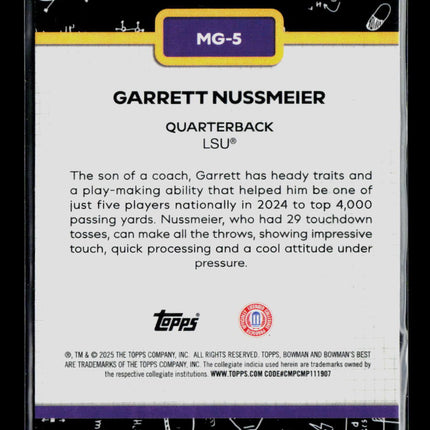 2025 Bowman's Best Garrett Nussmeier #MG-5 Black Shimmer