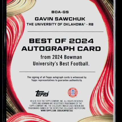 2024 Bowman University's Best Football Gavin Sawchuk #BOA-GS Auto