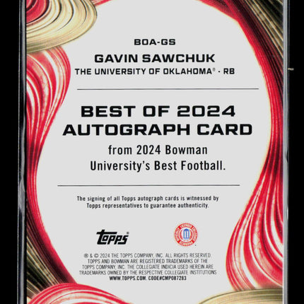 2024 Bowman University's Best Gavin Sawchuk #BOA-GS Auto