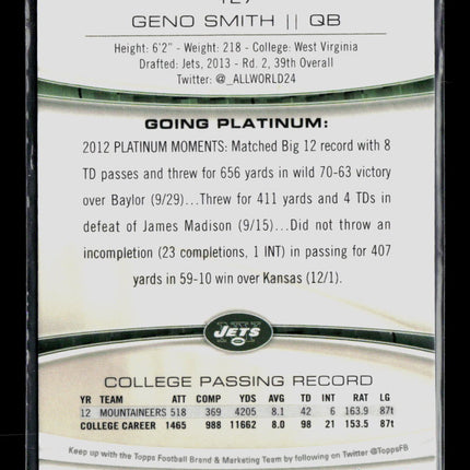 2013 Topps Platinum Geno Smith #127 RC Xfractor