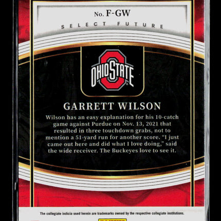 2022 Panini Select Draft Picks Select Future Garrett Wilson #F-GW