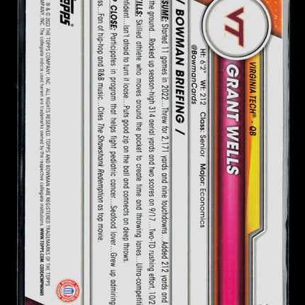 2023 Bowman Chrome University Grant Wells #194