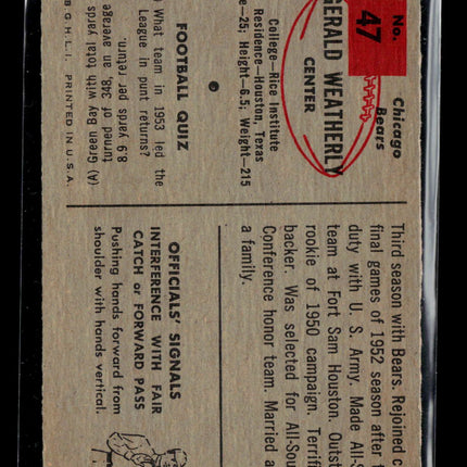 1954 Bowman Gerald Weatherly #47