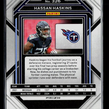 2023 Panini Prizm Hassan Haskins #326 Red Sparkle RC