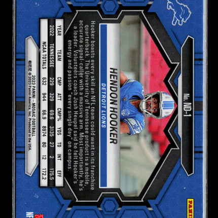 2023 Panini Mosaic Hendon Hooker #ND-1 NFL Debut RC