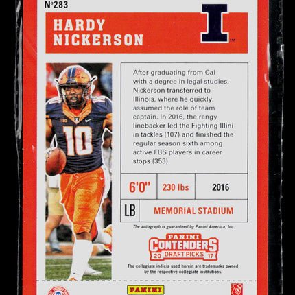 2017 Panini Contenders Draft Picks Hardy Nickerson #283 Ticket RC Auto