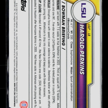 2023 Bowman Chrome University Harold Perkins #41