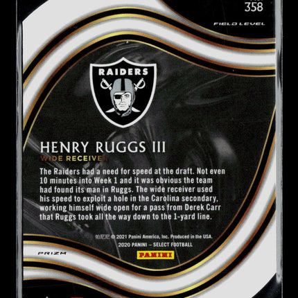 2020 Panini Select Football Henry Ruggs III #358 Green Prizm RC