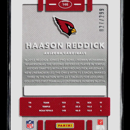 2017 Donruss Optic Haason Reddick #146 Aqua RC 027/299