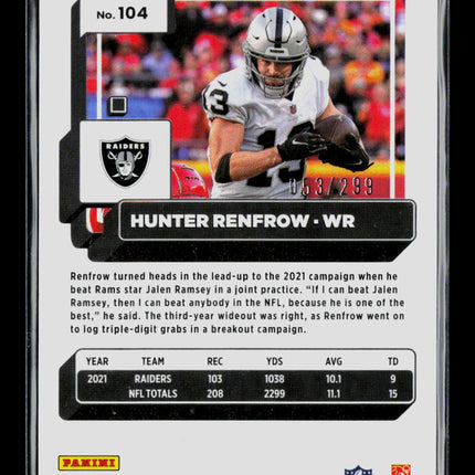 2023 Donruss Optic Hunter Renfrow #104 Light Blue 053/299