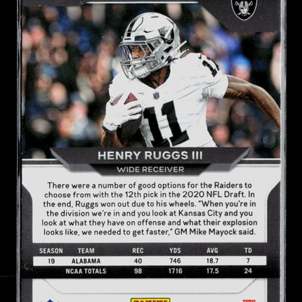 2020 Panini Prizm Henry Ruggs III #372 Black RC