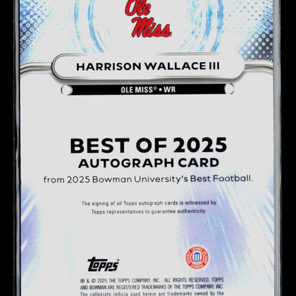 2025 Bowman University's Best Football Harrison Wallace III #BOA-HWA Auto
