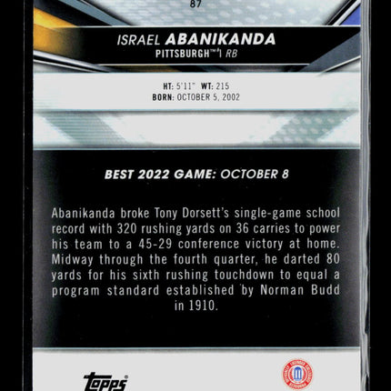 2022 Bowman University Israel Abanikanda #87