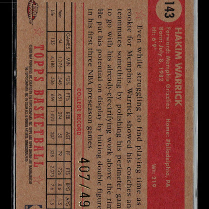 2006 Topps 1952 Style Chrome Hakim Warrick #143 407/499