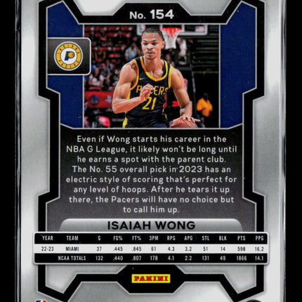 2023 Panini Prizm Isaiah Wong #154 RC
