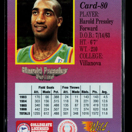 1992 Wild Card Basketball Harold Pressley #80 50 Stripe