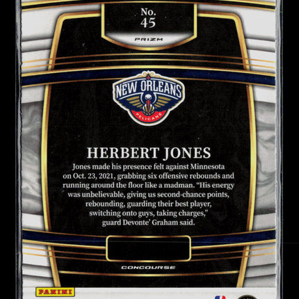 2022 Panini Select Herbert Jones #45 Silver Prizm RC