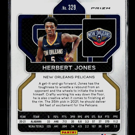 2021 Panini Prizm Herbert Jones #329 Blue Ice RC
