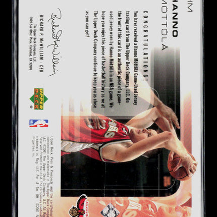 2001 Upper Deck Pros & Prospects Hanno Möttölä #HM Game-Used Jersey