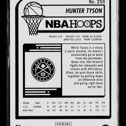 2023 Panini Hoops Hunter Tyson #259 RC