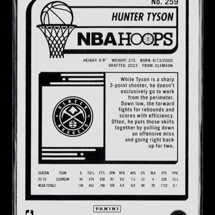 2023 Panini NBA Hoops Hunter Tyson #259 Winter RC