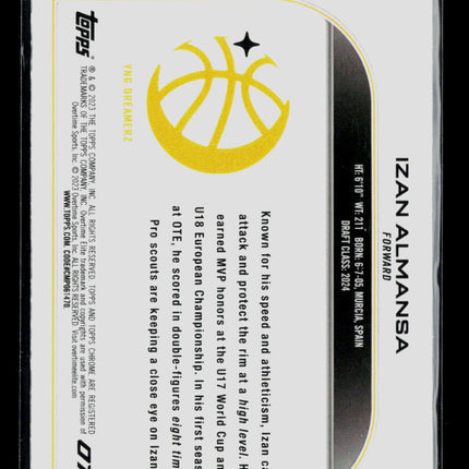 2023 Topps Chrome Overtime Elite Izan Almansa #57 Blue Sapphire Refractor